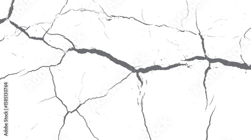 Cracked wall texture with detailed fracture lines. Seamless aged cement surface background for vintage design and grunge projects.