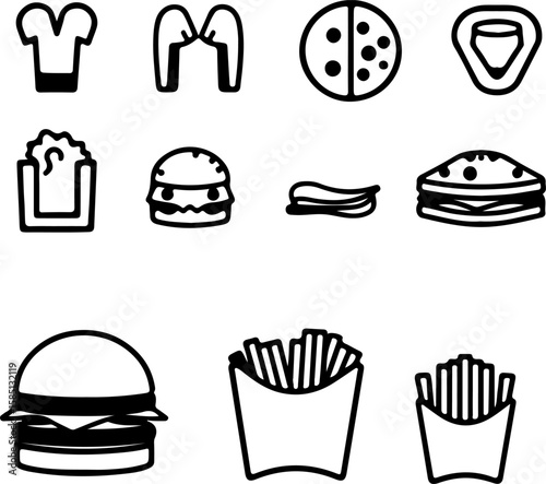 fast food icons set