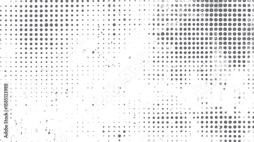 Halftone grunge dots background texture. Retro vintage halftone pattern with distress effect. High contrast graphic for abstract design.