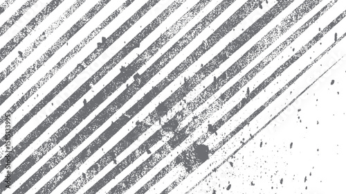 Grunge stripe ink texture with splatter background. Dirty diagonal lines abstract design. High contrast vintage scratched pattern.