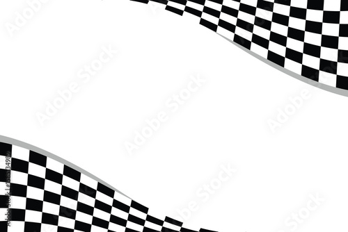 Race flag template background. Checkered flag. Black and white checker. Vector illustration