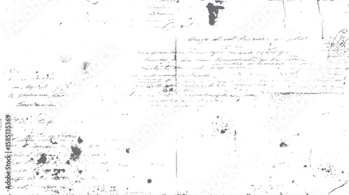 Vintage grunge handwriting overlay texture background. Dirty scratched antique paper style element. Retro ink splatter distressed art.