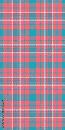 Sexy textile vector fabric, mother seamless texture background. Contour plaid pattern check tartan in red and cyan colors.