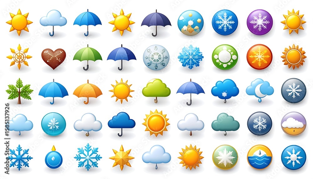 Obraz premium Collection of weather icons