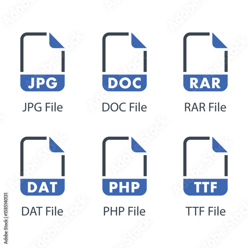 JPG, DOC, RAR, DAT, PHP, TTF, File icon