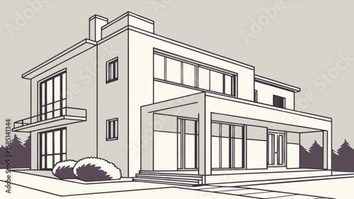 Modern house design architectural drawing home exterior architecture building illustration real estate design
