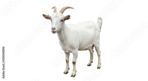 Isolated White Goat Standing