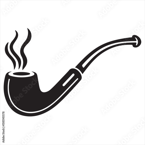 Silhouette Style Vector Smoking Pipe Logo Design – Vintage Tobacco Pipe Icon for Branding, Gentlemen’s Club Emblem, Retro Bar Sign, Lounge Decor, and Classic Style Merchandise