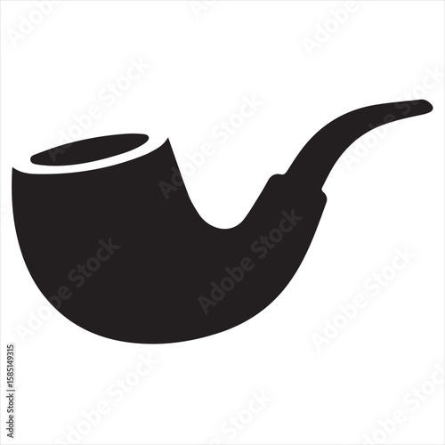 Silhouette Style Vector Smoking Pipe Logo Design – Vintage Tobacco Pipe Icon for Branding, Gentlemen’s Club Emblem, Retro Bar Sign, Lounge Decor, and Classic Style Merchandise