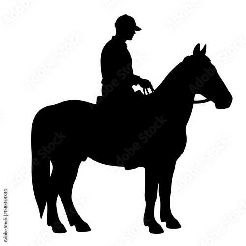 Silhouette of rider on horse, calm under pressure, safety and trust