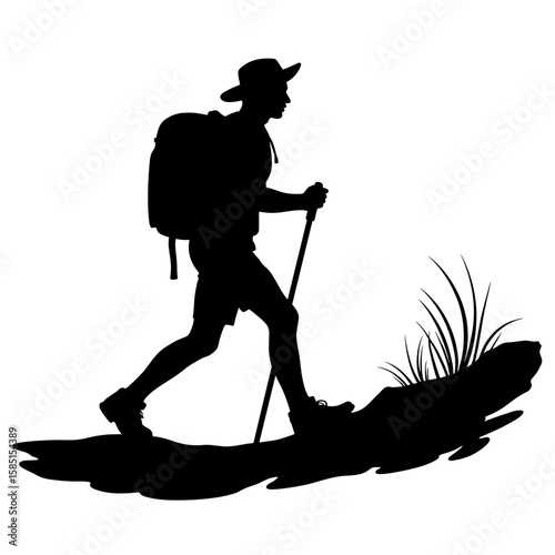 Silhouette of hiker walking on trail – outdoor adventure exploration