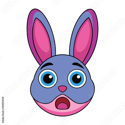 Shocked Cute Rabbit Cartoon Vector Illustration, Surprised Bunny Character Vector Art