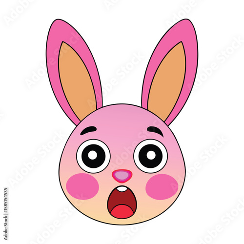 Shocked Cute Rabbit Cartoon Vector Illustration, Surprised Bunny Character Vector Art