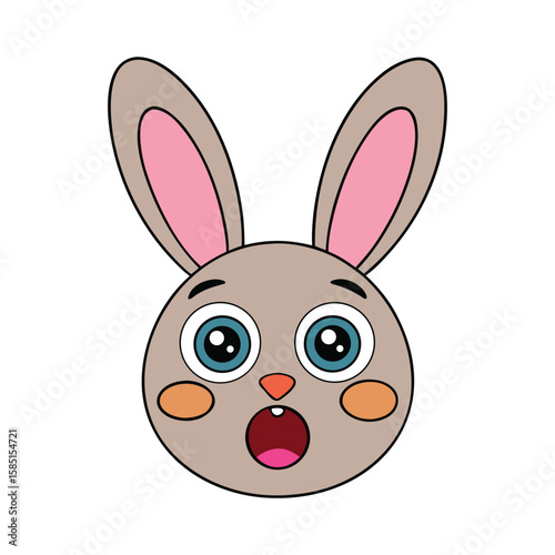 Shocked Cute Rabbit Cartoon Vector Illustration, Surprised Bunny Character Vector Art