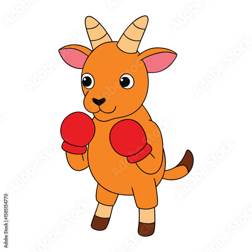 Goat Boxer With Boxing Gloves Animal Vector Illustration