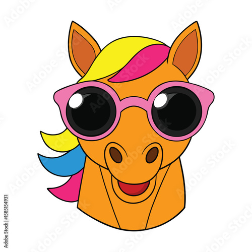 Vector illustration of horse wearing sunglasses