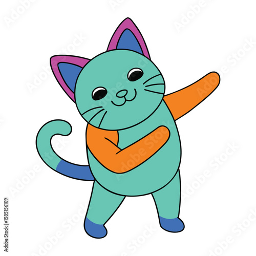 Cat dabbing pose cartoon vector illustration
