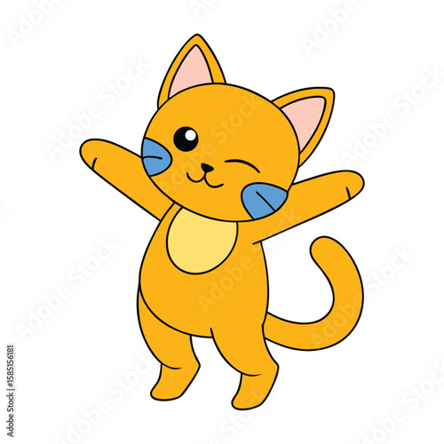 Cat dabbing pose cartoon vector illustration