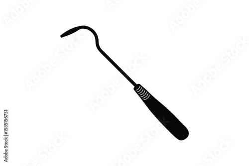 Silhouette art illustration of a dental explorer pick.eps
