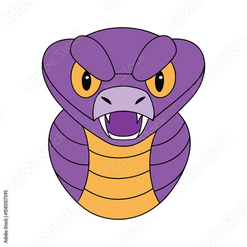 Angry Snake Cartoon Vector Illustration for Mascot and Logo Design