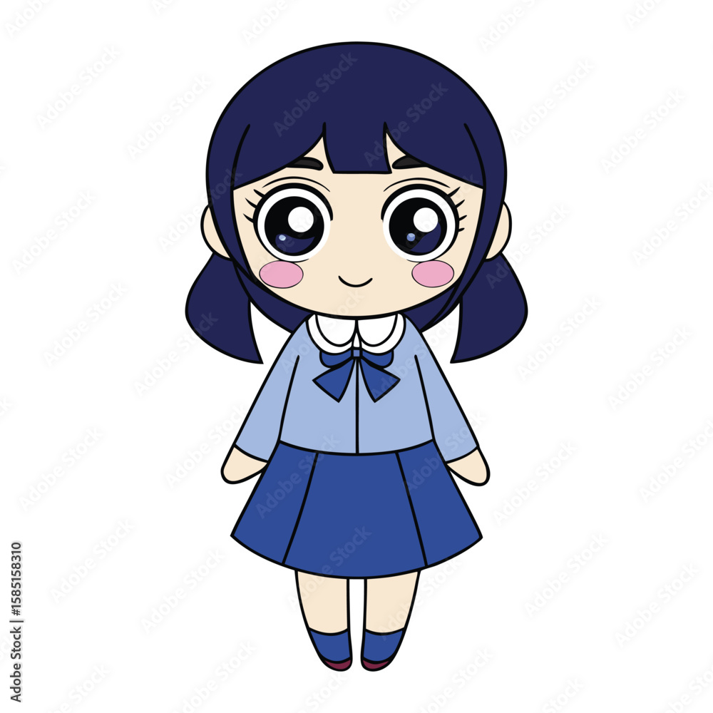 Adorable Japanese School Kid Cute Cartoon Girl In Classic Uniform Adorable Japanese School Kid Cute Cartoon Girl In Classic Uniform