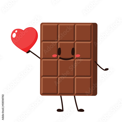 Cute and funny chocolate bar character. Chocolate mascot.