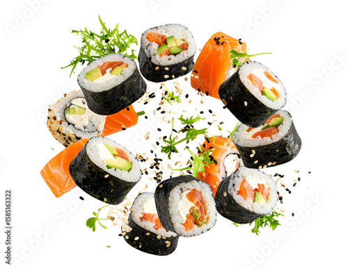 set of sushi on white