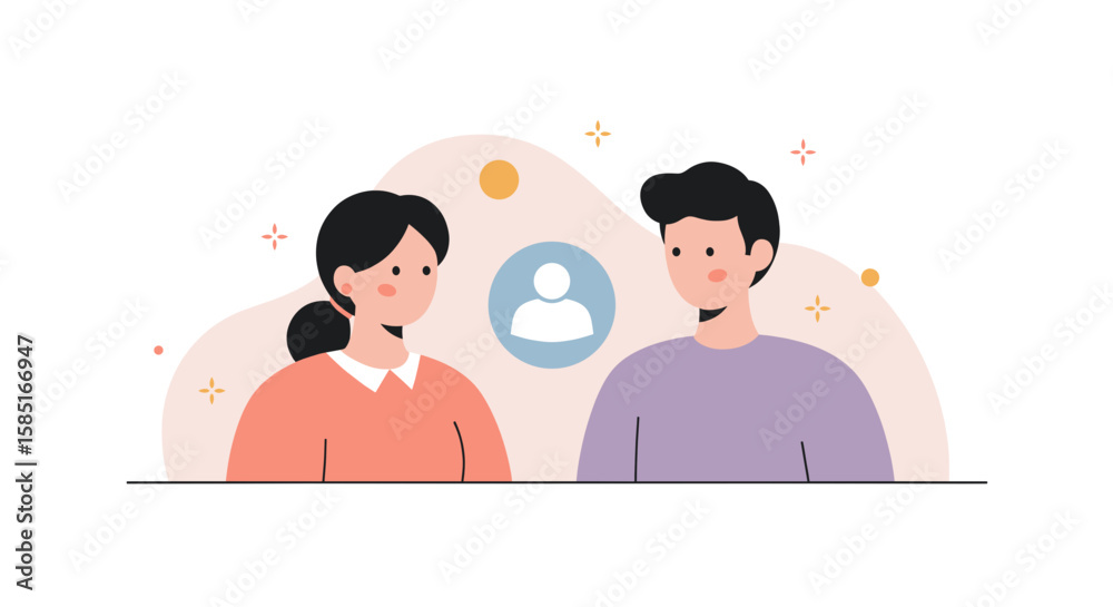 Fototapeta premium Meeting new colleague in flat vector style
