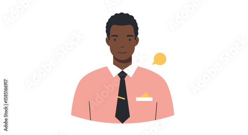 Flat design of confident Black leader in pastels
