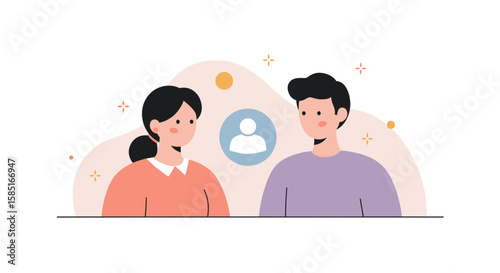 Meeting new colleague in flat vector style  