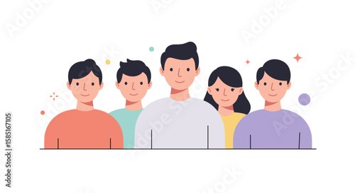 Flat design of happy team generating ideas