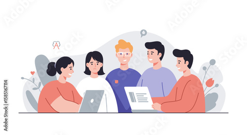Flat design of stressed team under pressure