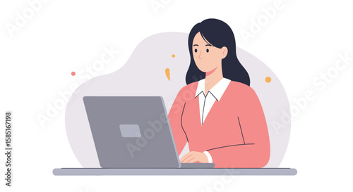 Manager using laptop in flat vector style  