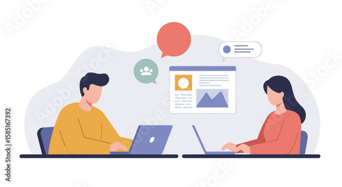 Flat illustration of teamwork in huddle