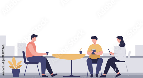 Office meeting outdoors on rooftop in flat artwork