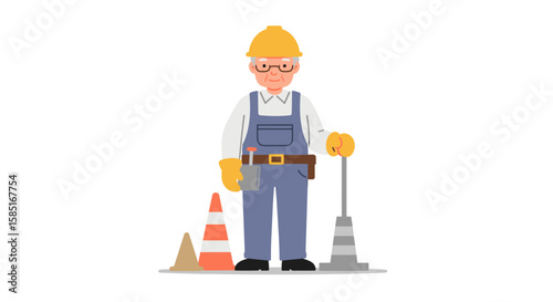 Construction worker with glasses and yellow helmet