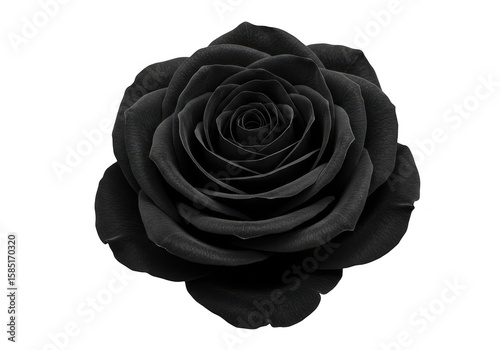 Fototapeta Naklejka Na Ścianę i Meble -  A single black rose with velvety petals isolated on a transparent background