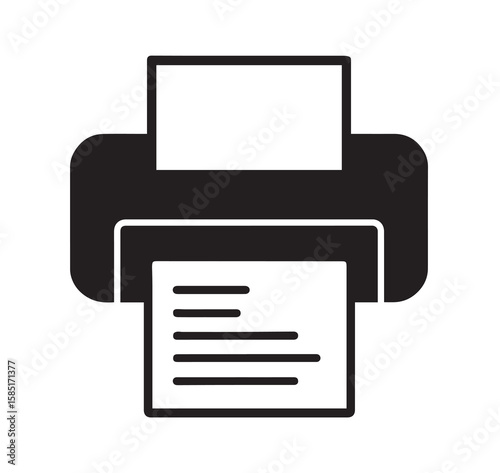 Black printer with paper output printing document