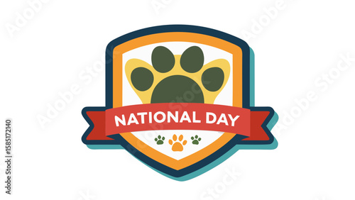 Celebrate national day with a paw print emblem and ribbon design