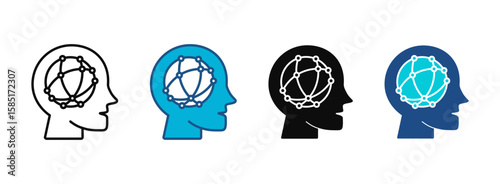 Artificial Intelligence Icon Set With Multiple Styles. Vector Illustration