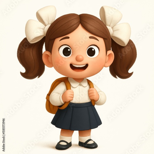 Smiling Schoolgirl in Classic Uniform. AI Generative.