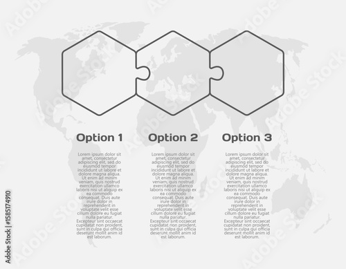 Three steps line infographic, puzzle diagram