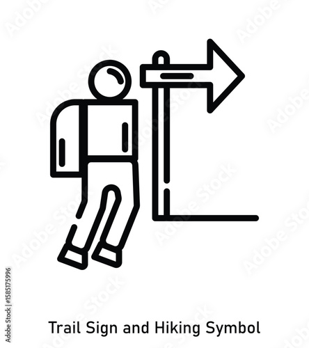 Hiking Trail Sign Icon – Direction Marker for Outdoor Trekking Routes