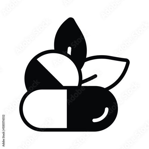 A trendy glyph icon of herbal medicine