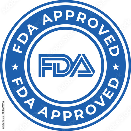 fda approved stamp with label, logo, seal and food and drug administration
