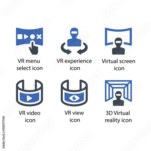 VR menu select, VR experience, Virtual screen, VR video, VR view, 3D Virtual reality, icon