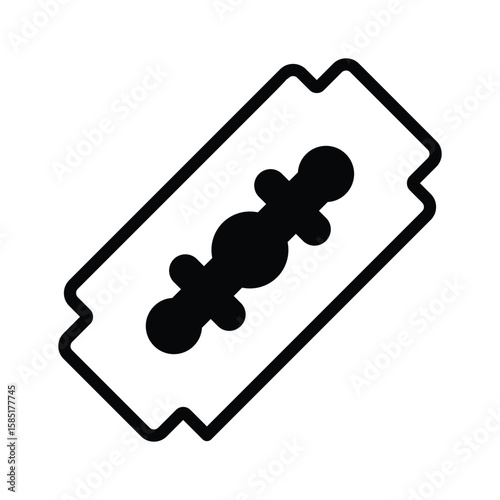 A modern glyph style icon of shaving blade piece