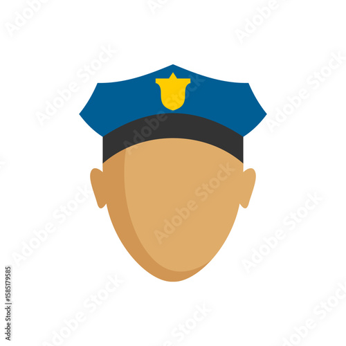 A Faceless Enforcer Modern Police Officer Avatar with Iconic Blue Cap, symbolizing law and civic duty