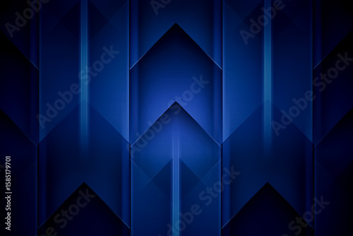 Blue abstract geometric background with sharp angles and glowing lines, modern futuristic design