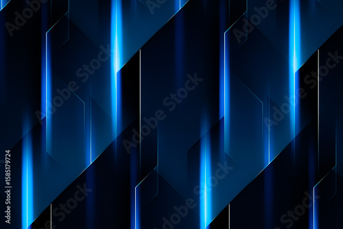 Foto Abstract luxury dark blue background with vertical geometric 3D layers and subtl